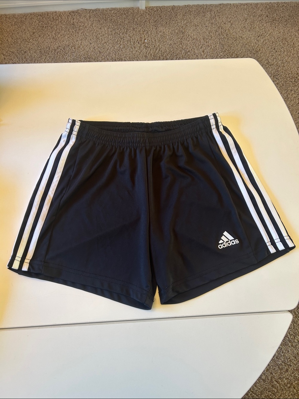 adidas Black Women's Athletic Shorts with White Side Stripes Size Small